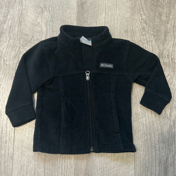 Columbia Black Fleece Zip Up Jacket Sz 6-12 Mo - Picture 1 of 5